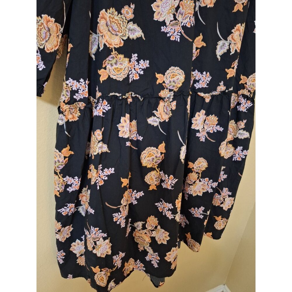 Who What Wear Black Floral Midi Dress 100%‎ Cotton Womens Size 2X Summer - Picture 10 of 12